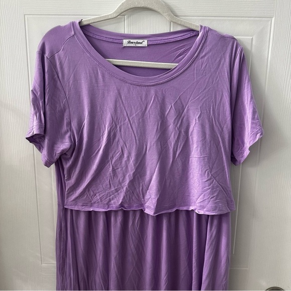 Lavender Nursing Maternity Dress XL – Pockets Breastfeeding Access Soft Stretch - Picture 3 of 9